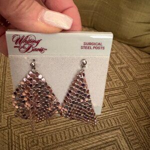 Whitting and Davis pierced earrings-Mesh style- rose tone-Surgical steel posts